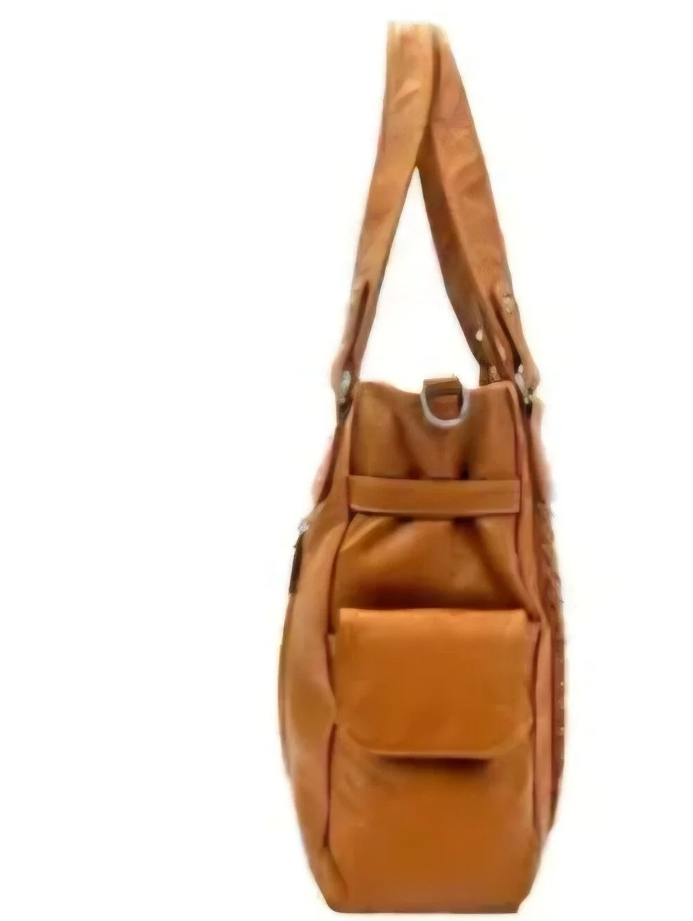 Large Tote Crossbody Bag Brown Vegan Leather Southwestern Silver Cross Purse